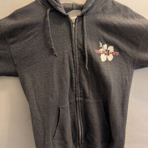 Hanes Gray and White Floral Embroidered Hoodie